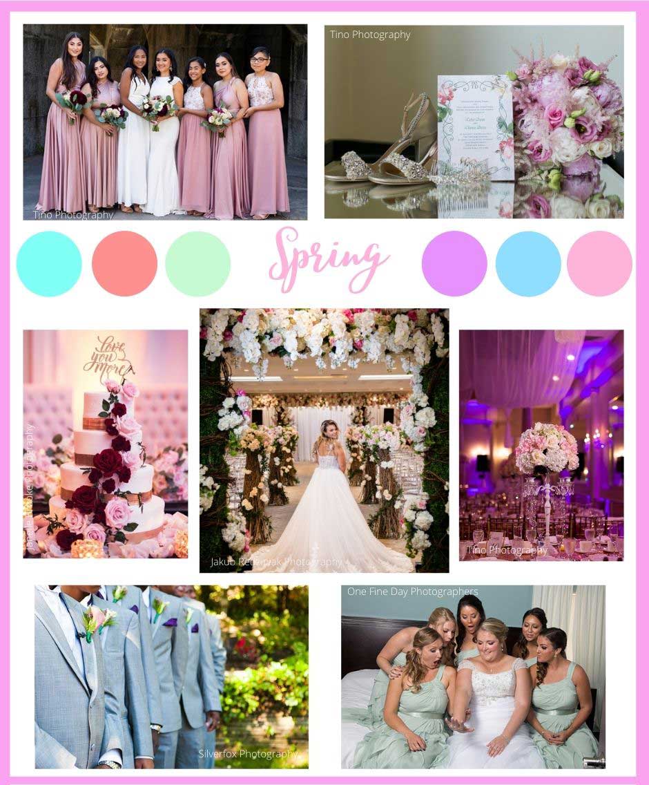 Spring wedding color schemes, floral and décor ideas