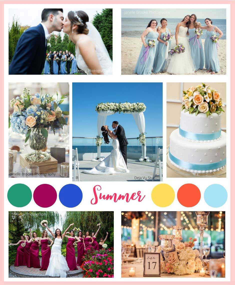 Summer wedding color schemes, floral and décor ideas