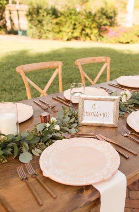 Close up of table decorating ideas for a micro wedding. 