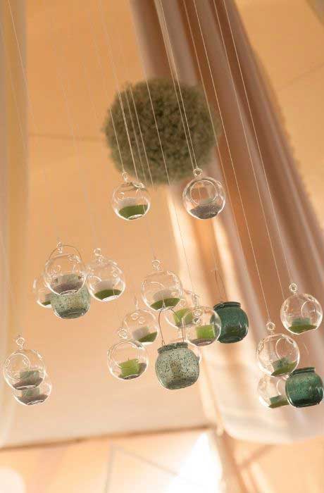 Examples of plant decorations hanging from the tent for your micro wedding.