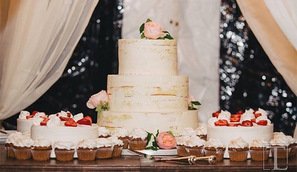 An assortment of Wedding Cakes and Cupcakes